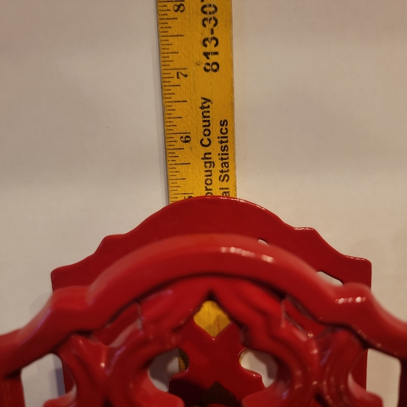 Red Enameled Cast Iron Napkin/ Letter Holder Country Style 5"×5.5"× 3 5" - Picture 6 of 8